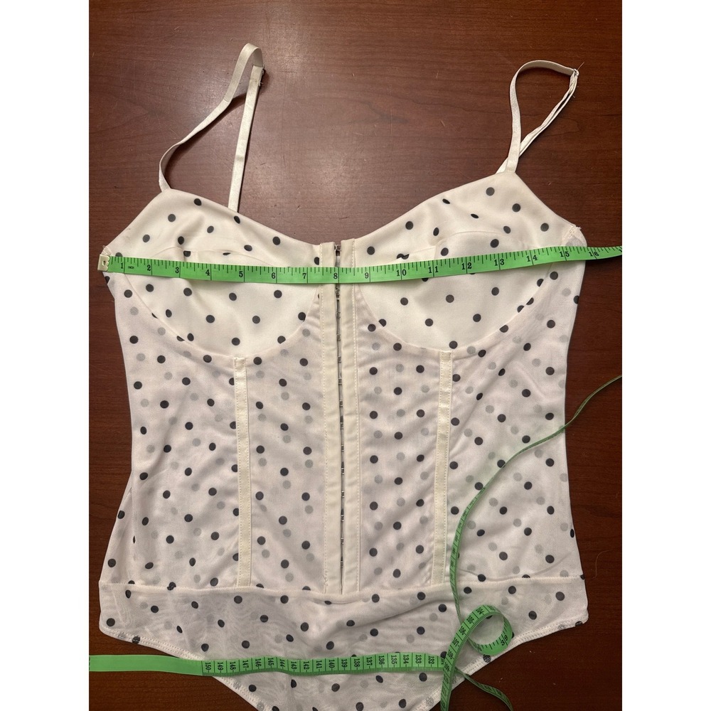 Intimately FP Printed Night Rhythm Corset Bodysuit Large White Dot coquette mesh - Picture 11 of 13